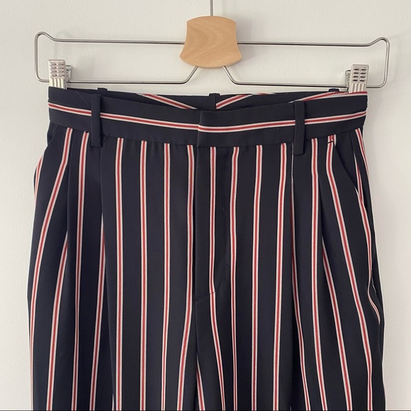 Zara Basic High Waisted Wide Leg Striped Pants Size XS Navy - Picture 5 of 10